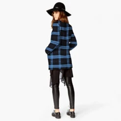 Loops Checked Coating Fabric – Black/blue -Tailor Supplies Sales Store BSZ063 16