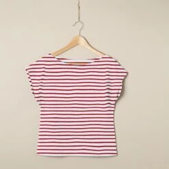 Narrow & Wide Stripes Cotton Jersey – White/red -Tailor Supplies Sales Store BSZ064 28