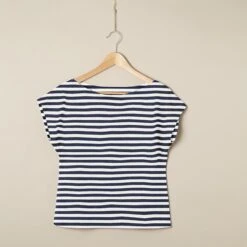 Ribbed Jersey Yarn-dyed Horizontal Stripes – Offwhite/navy Blue -Tailor Supplies Sales Store BSZ064 33