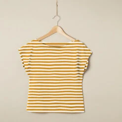 Cotton Jersey Wide Stripes – Mustard/white -Tailor Supplies Sales Store BSZ064 9