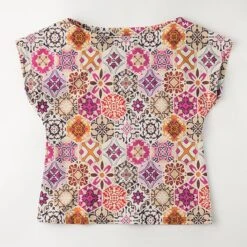 Viscose Jersey Boho Tiles – Natural/pink -Tailor Supplies Sales Store BSZ065 25