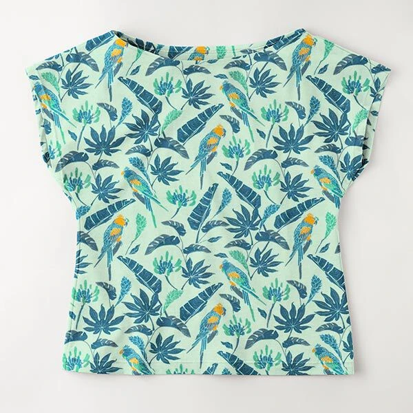 Bamboo Jersey, Birds & Leaves – Pastel Green 8 Bamboo Jersey, Birds & Leaves – Pastel Green - Image 6