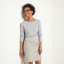 Checked Cotton Coating Fabric – White/dark Beige 15 Checked Cotton Coating Fabric – White/dark Beige -Tailor Supplies Sales Store BSZ066 1