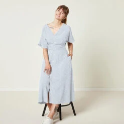 Cotton Linen Blend Mottled – Light Blue -Tailor Supplies Sales Store BSZ070 3