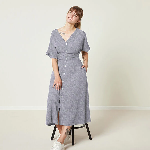 Cotton Linen Blend Mottled – Navy Blue 6 Cotton Linen Blend Mottled – Navy Blue - Image 4