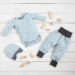 Cotton Jersey Rainbows With Hearts – Sky Blue -Tailor Supplies Sales Store BSZ428 104