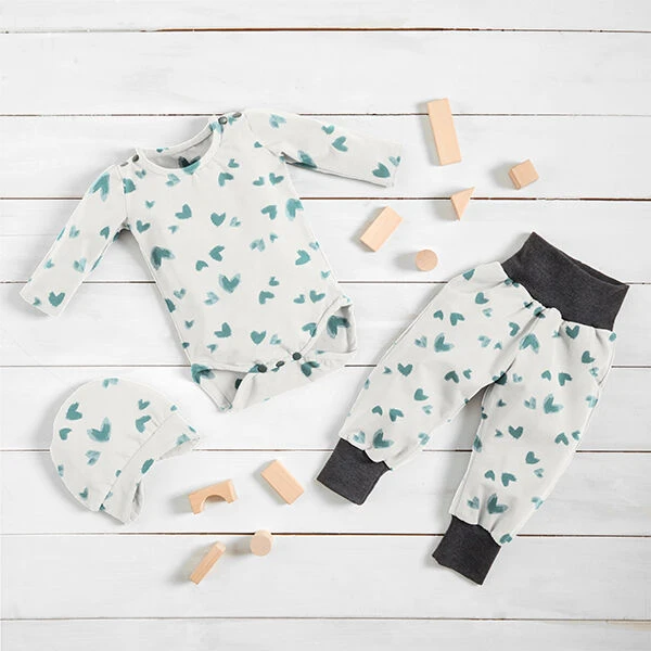 Cotton Jersey Painted Hearts – Offwhite/reed 8 Cotton Jersey Painted Hearts – Offwhite/reed - Image 6