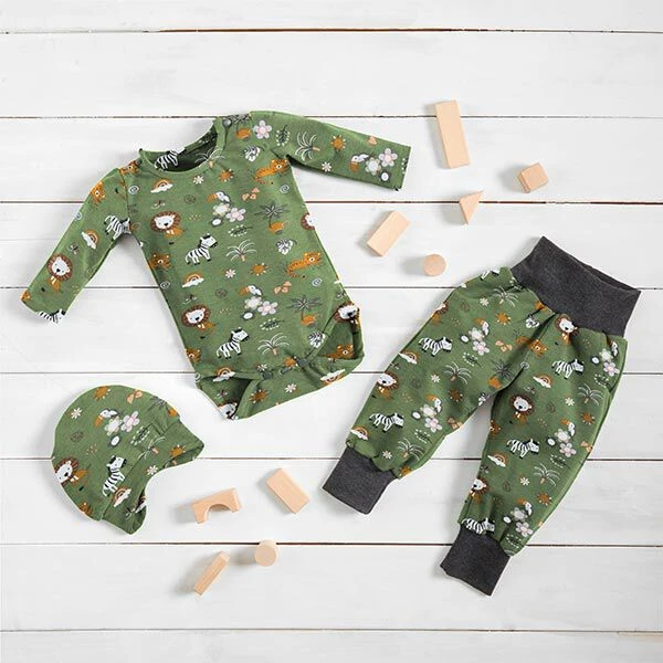 GOTS Cotton Jersey Cute Jungle Animals – Pine 8 GOTS Cotton Jersey Cute Jungle Animals – Pine - Image 6