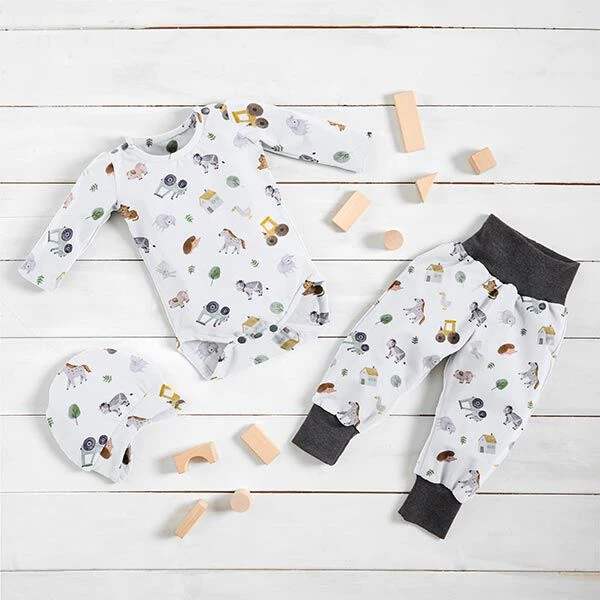 Organic Cotton Jersey Farmyard Digital Print – Offwhite 7 Organic Cotton Jersey Farmyard Digital Print – Offwhite - Image 5