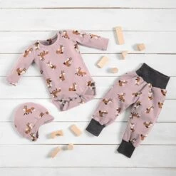 Cotton Jersey Sweet Foxes – Light Dusky Pink -Tailor Supplies Sales Store BSZ428 70