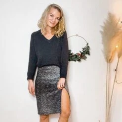 Glamour Tinsel Glitter Jersey– Black -Tailor Supplies Sales Store MB01