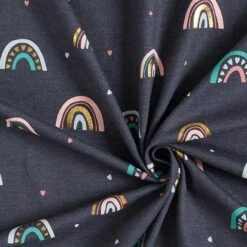 Cotton Jersey Rainbows Foil Print – Navy Blue/anthracite -Tailor Supplies Sales Store SZ00 100
