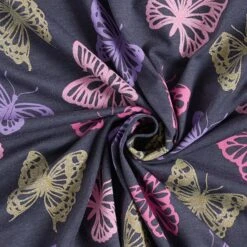 Cotton Jersey Glitter Butterflies – Blue-black -Tailor Supplies Sales Store SZ00 109