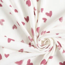 Cotton Jersey Painted Hearts – Offwhite/dark Dusky Pink -Tailor Supplies Sales Store SZ00 115