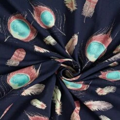 Cotton Jersey Peacock Feathers – Midnight Blue -Tailor Supplies Sales Store SZ00 126