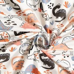Cotton Jersey Happy Dinosaurs – Offwhite -Tailor Supplies Sales Store SZ00 130