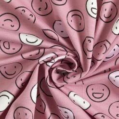 Cotton Jersey Glow-in-the-Dark Smiley – Dusky Pink -Tailor Supplies Sales Store SZ00 142
