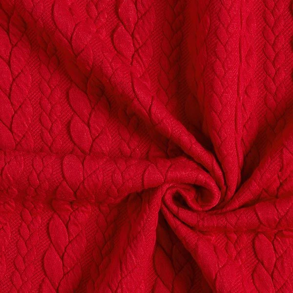 Cabled Cloque Jacquard Jersey – Red 5 Cabled Cloque Jacquard Jersey – Red - Image 3