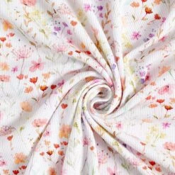 Waffle Jersey Watercolour Flower Meadow Digital Print– White -Tailor Supplies Sales Store SZ00 158