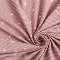 Cotton Jersey Hearts And Stripes– Light Dusky Pink -Tailor Supplies Sales Store SZ00 173