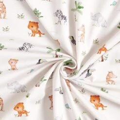 GOTS Cotton Jersey Baby Jungle Animals Digital Print – Offwhite -Tailor Supplies Sales Store SZ00 176