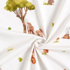 Cotton Jersey Woodland Animals Digital Print – Offwhite -Tailor Supplies Sales Store SZ00 181