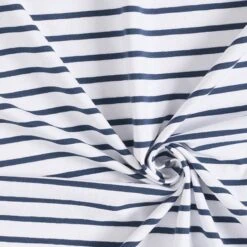 Narrow & Wide Stripes Cotton Jersey – White/navy Blue -Tailor Supplies Sales Store SZ00 188