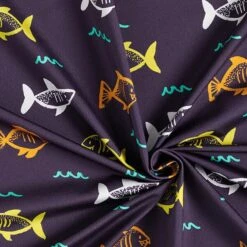 Swimsuit Fabric Sharks – Navy Blue -Tailor Supplies Sales Store SZ00 190