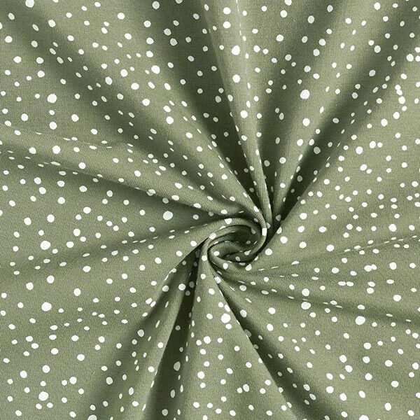 Cotton Jersey Irregular Dots – Khaki 5 Cotton Jersey Irregular Dots – Khaki - Image 3