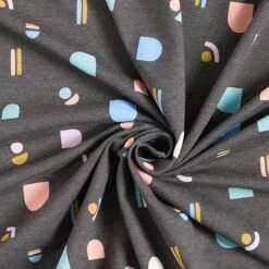 Cotton Jersey Geometric Shapes – Anthracite -Tailor Supplies Sales Store SZ00 205