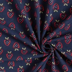 Cotton Jersey Stylised Strawberries – Navy Blue/fire Red -Tailor Supplies Sales Store SZ00 206