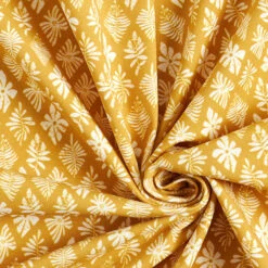 GOTS Cotton Jersey Shamrock | Tula – Mustard/offwhite -Tailor Supplies Sales Store SZ00 23