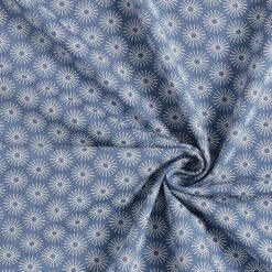 Cotton Jersey Shiny Flowers – Denim Blue -Tailor Supplies Sales Store SZ00 230