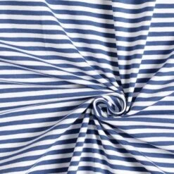 Cotton Jersey Narrow Stripes – Denim Blue/white -Tailor Supplies Sales Store SZ00 234