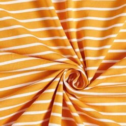 GOTS Cotton Jersey Stripes | Albstoffe – Curry/white -Tailor Supplies Sales Store SZ00 235