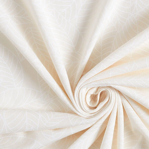 Illustrated Leaves Cotton Jersey – Offwhite/white 5 Illustrated Leaves Cotton Jersey – Offwhite/white - Image 3