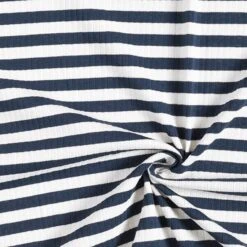 Ribbed Jersey Yarn-dyed Horizontal Stripes – Offwhite/navy Blue -Tailor Supplies Sales Store SZ00 265