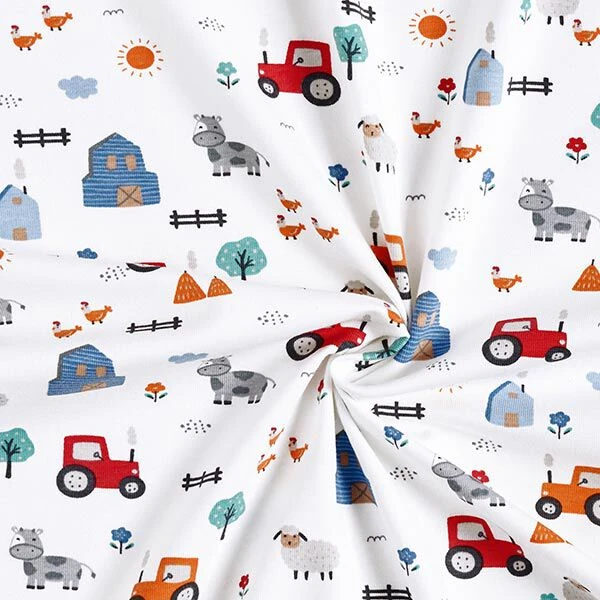 Cotton Jersey Farmyard – White 5 Cotton Jersey Farmyard – White - Image 3