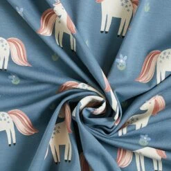 Cotton Jersey Sweet Glitter Unicorns – Blue Grey 11 Cotton Jersey Sweet Glitter Unicorns – Blue Grey -Tailor Supplies Sales Store SZ00 277