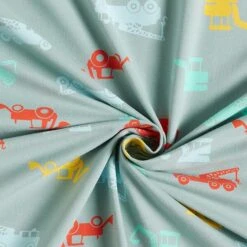 Cotton Jersey Construction Site Vehicles – Dove Blue 9 Cotton Jersey Construction Site Vehicles – Dove Blue -Tailor Supplies Sales Store SZ00 289