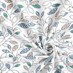 Organic Cotton Jersey Abstract Leafy Tendrils – Offwhite/blue -Tailor Supplies Sales Store SZ00 296