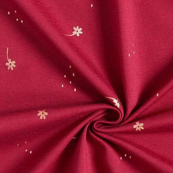 Cotton Jersey Flowers Foil Print – Burgundy/copper 5 Cotton Jersey Flowers Foil Print – Burgundy/copper - Image 3