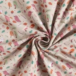 Cotton Jersey Birds In A Shower Of Leaves– Silk Grey -Tailor Supplies Sales Store SZ00 304