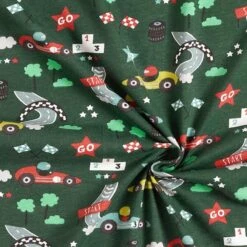 Cotton Jersey Racing Cars – Dark Green -Tailor Supplies Sales Store SZ00 31