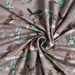 Cotton Jersey Watercolour Dragons Digital Print – Dark Taupe -Tailor Supplies Sales Store SZ00 321