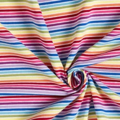 Cotton Jersey Rainbow Stripes – White/colour Mix -Tailor Supplies Sales Store SZ00 324