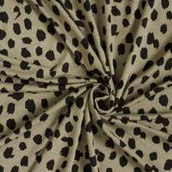Viscose Jersey, Leopard Print Spots – Khaki/black -Tailor Supplies Sales Store SZ00 347