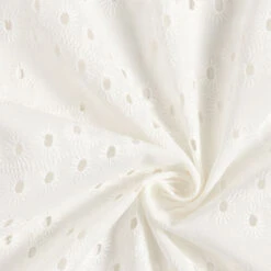 Droplets Broderie Anglaise Cotton – White -Tailor Supplies Sales Store SZ00 352