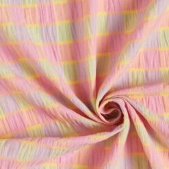 Seersucker Colourful Checks – Light Pink/lemon Yellow -Tailor Supplies Sales Store SZ00 361