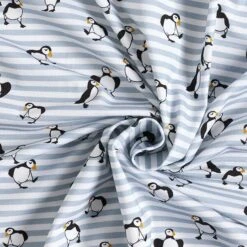 Cotton Jersey Puffins And Stripes Digital Print – White/dove Blue -Tailor Supplies Sales Store SZ00 37